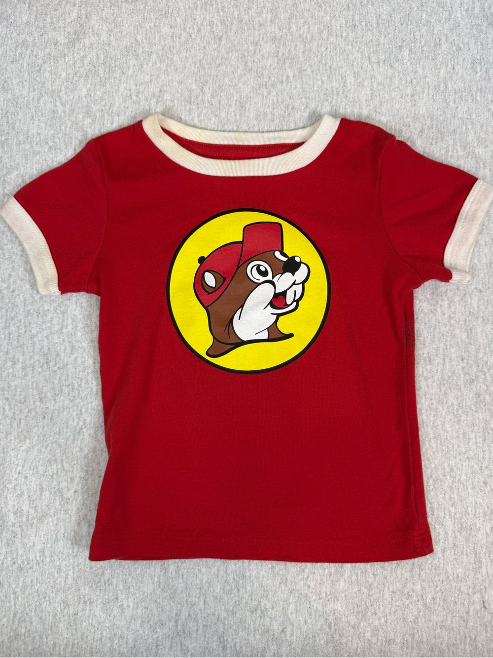 Buc-ee’s Classic Beaver Ringer T-Shirt Red & Yellow - 2T